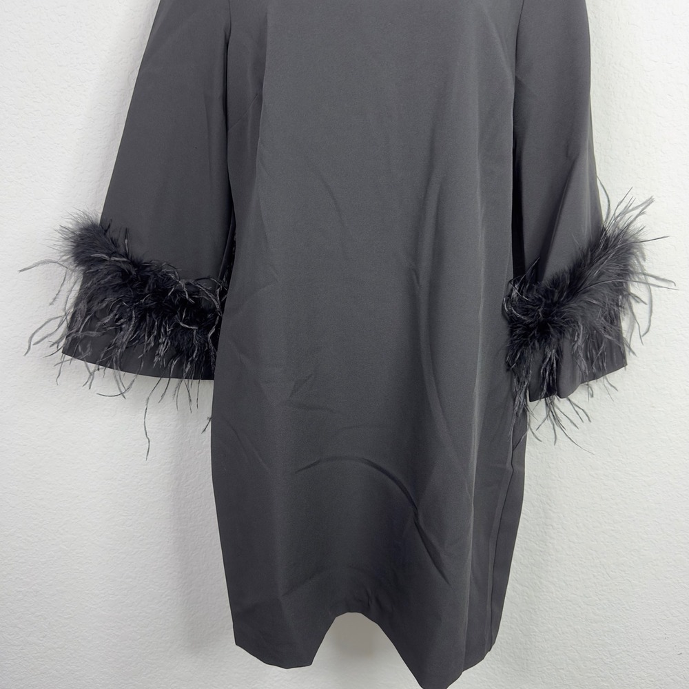 Sam Edelman Dress Womens 4 Black Feather Cuff Hollywood Glam Cocktail Minimalist - Picture 4 of 8